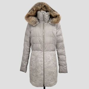 Soia & Kyo Womens S Parka Coat Gray Wool Blend Coyote Fur Hooded Winter Jacket
